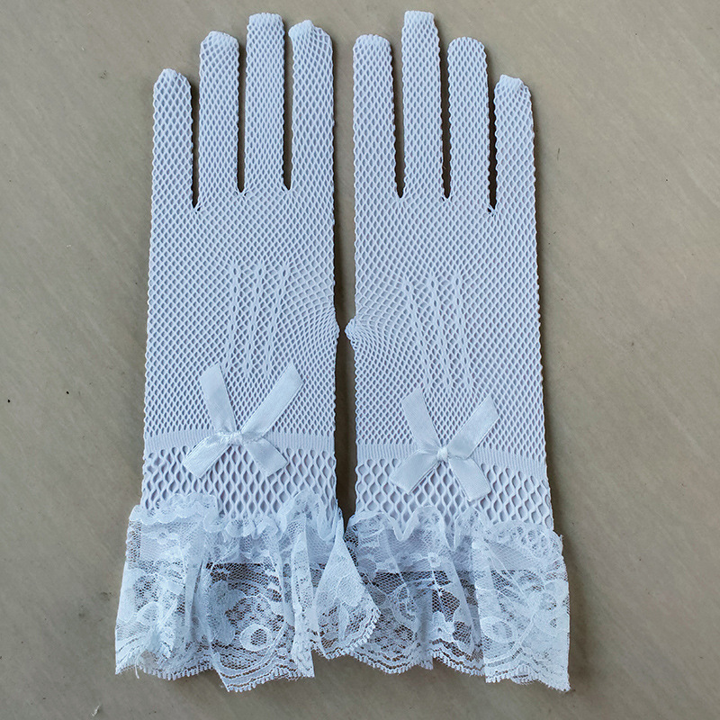 Wedding Gloves High Elastic Knitted Mesh S58 Black and White Lace Lace Gloves Performing Costumes Gloves Wedding Gloves High Elastic Knitted Mesh S58 Black and White Lace Lace Gloves Performing Costumes Gloves
