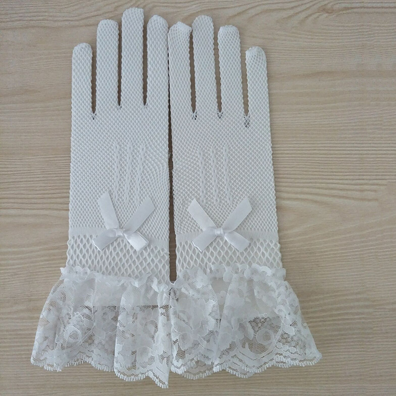 Wedding Gloves High Elastic Knitted Mesh S58 Black and White Lace Lace Gloves Performing Costumes Gloves
