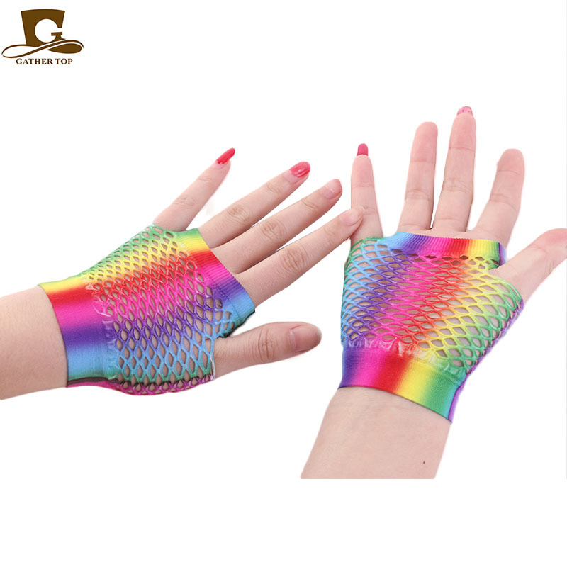 AliExpress Hot Sale Colorful Fishnet Short Gloves Wedding Wedding Gloves ST-444