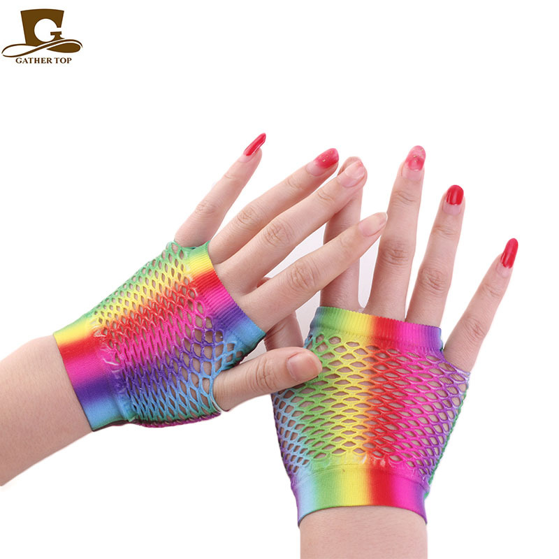 AliExpress Hot Sale Colorful Fishnet Short Gloves Wedding Wedding Gloves ST-444