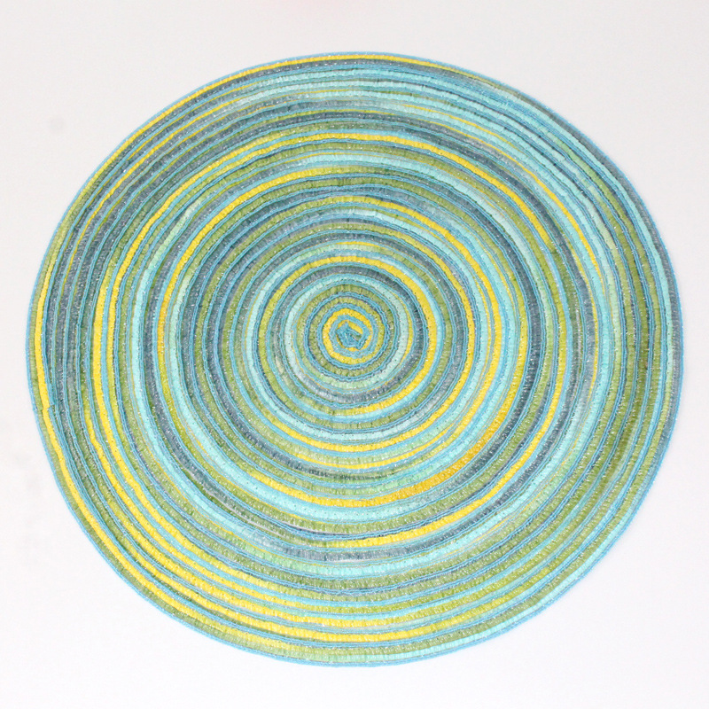 European Ins Fengcai Colored Riband Dyed Paper Straw Woven Anti-Scald Placemat Teacup Mat round Plate Mat Bowl Mat