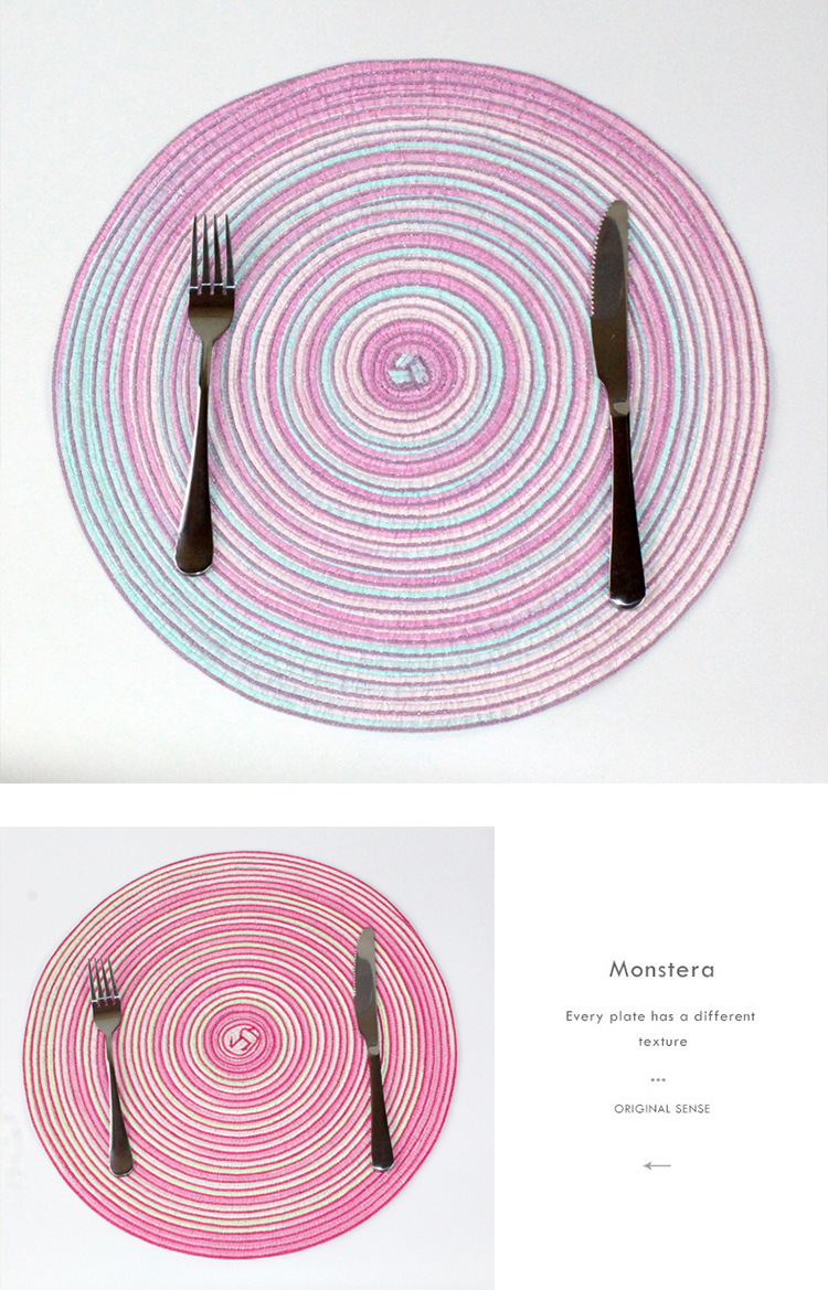 European Ins Fengcai Colored Riband Dyed Paper Straw Woven Anti-Scald Placemat Teacup Mat round Plate Mat Bowl Mat European Ins Fengcai Colored Riband Dyed Paper Straw Woven Anti-Scald Placemat Teacup Mat round Plate Mat Bowl Mat