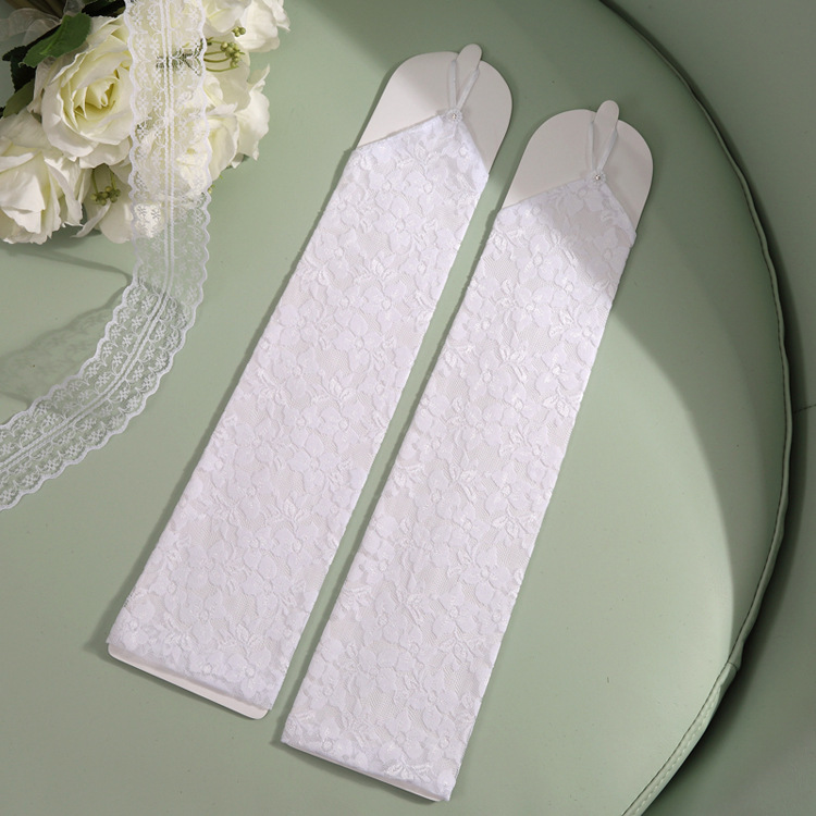 Bridal Wedding Gloves Lace Red White Wedding Gloves Wedding Ceremony Gloves Short Long Satin Gloves