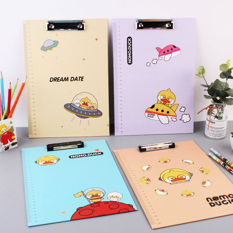 Fresh Cartoon A4 Folder Student Minimalist Paper Clip Stationery Material Plate Holder Pad Plate Holder Bill Plywood