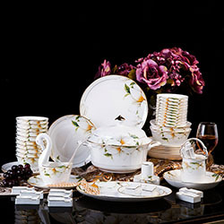 Jingdezhen Ceramic Tableware Set Swan Bone China Rice Bowl Plate Ceramic Tableware Wedding Enterprise Gift Wholesale