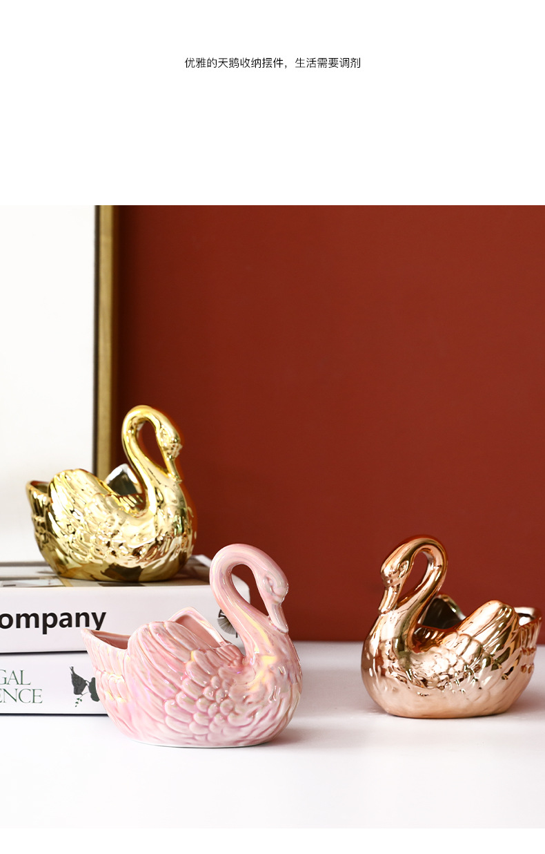 Nordic Light Luxury Pure Ceramic Swan Jewelry Box Pen Holder Brush Makeup Tube Brush Girly Bedroom Romantic Wedding Decoration Nordic Light Luxury Pure Ceramic Swan Jewelry Box Pen Holder Brush Makeup Tube Brush Girly Bedroom Romantic Wedding Decoration