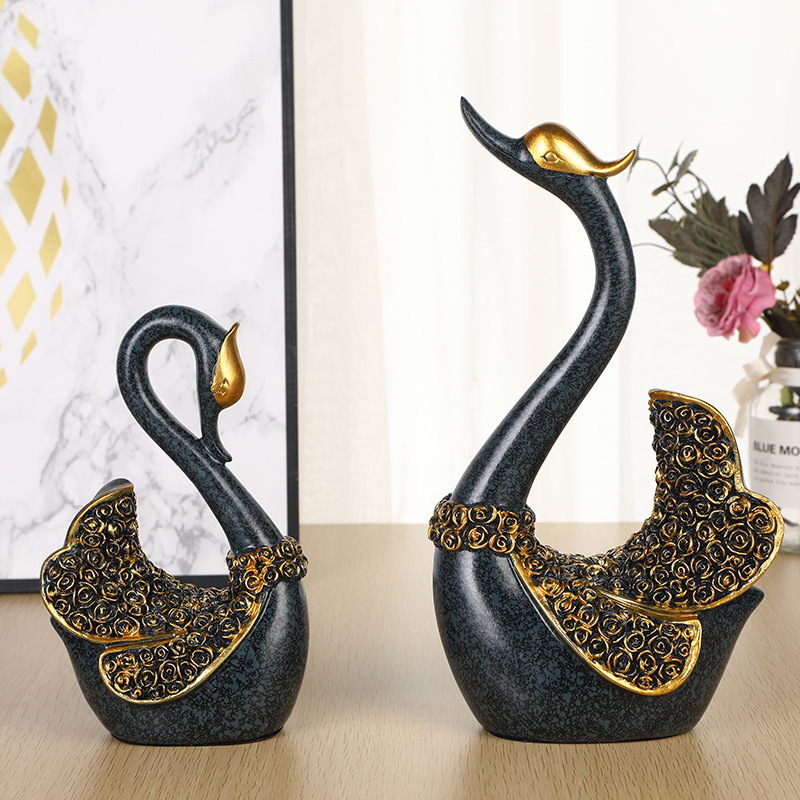 Style Couple Swan Resin Craft Ornament Wine Cabinet Home Living Room Decorations Wedding Gift Wholesale Wedding Swan