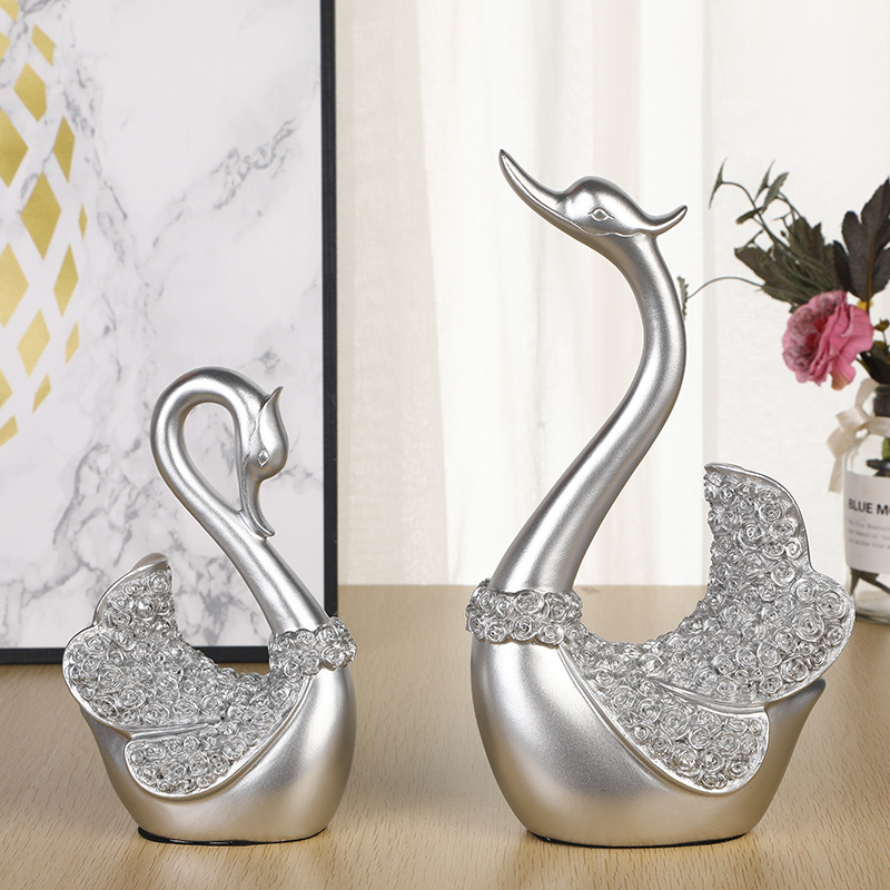 Style Couple Swan Resin Craft Ornament Wine Cabinet Home Living Room Decorations Wedding Gift Wholesale Wedding Swan