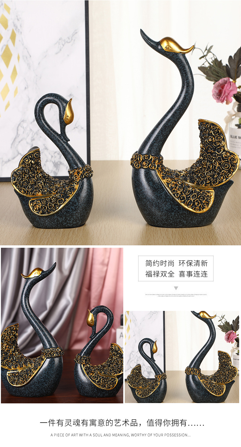 Style Couple Swan Resin Craft Ornament Wine Cabinet Home Living Room Decorations Wedding Gift Wholesale Wedding Swan