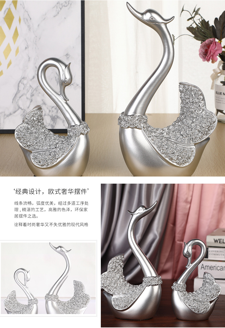 Style Couple Swan Resin Craft Ornament Wine Cabinet Home Living Room Decorations Wedding Gift Wholesale Wedding Swan
