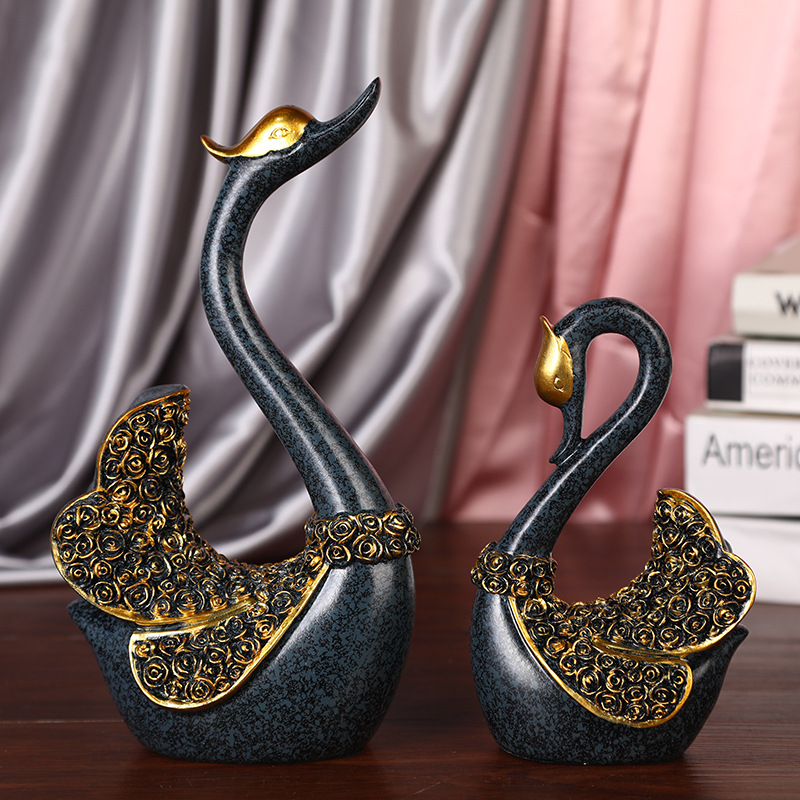 Style Couple Swan Resin Craft Ornament Wine Cabinet Home Living Room Decorations Wedding Gift Wholesale Wedding Swan