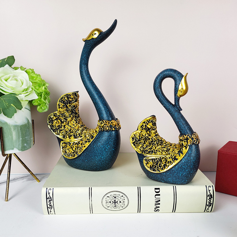 European Couple Swan Decoration Creative Resin Crafts Living Room TV Cabinet Hallway Decorations Wedding Gift