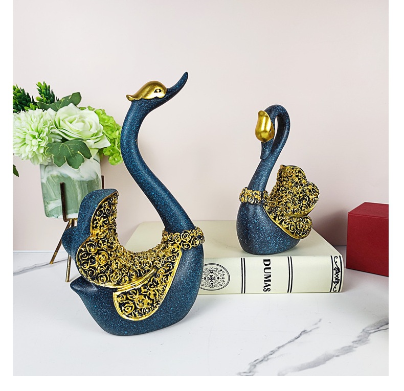European Couple Swan Decoration Creative Resin Crafts Living Room TV Cabinet Hallway Decorations Wedding Gift