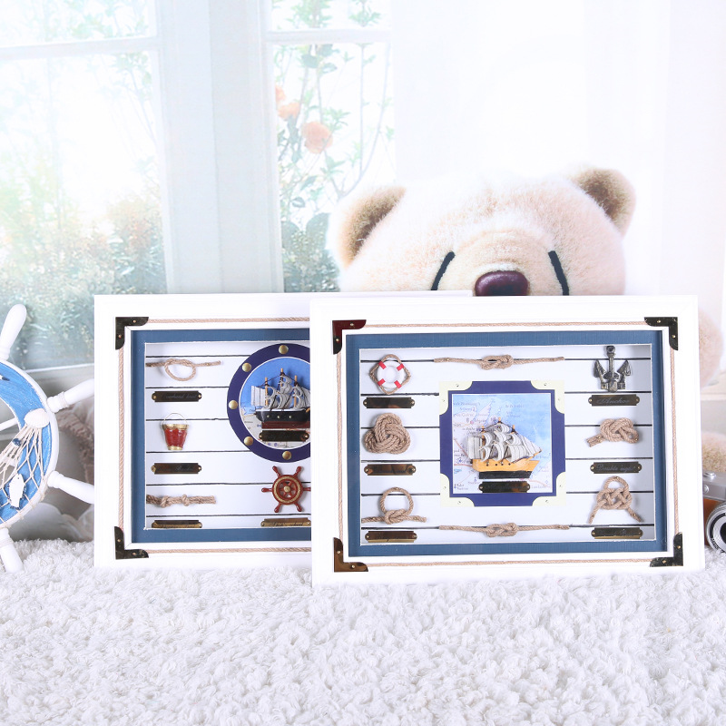 Mediterranean Photo Frame Wall-Mounted Knot Frame Marine Hanging Painting Home Wooden Ornaments Wall-Mounted Ornaments Wholesale