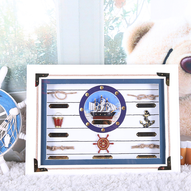 Mediterranean Photo Frame Wall-Mounted Knot Frame Marine Hanging Painting Home Wooden Ornaments Wall-Mounted Ornaments Wholesale