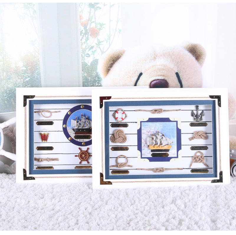 Mediterranean Photo Frame Wall-Mounted Knot Frame Marine Hanging Painting Home Wooden Ornaments Wall-Mounted Ornaments Wholesale