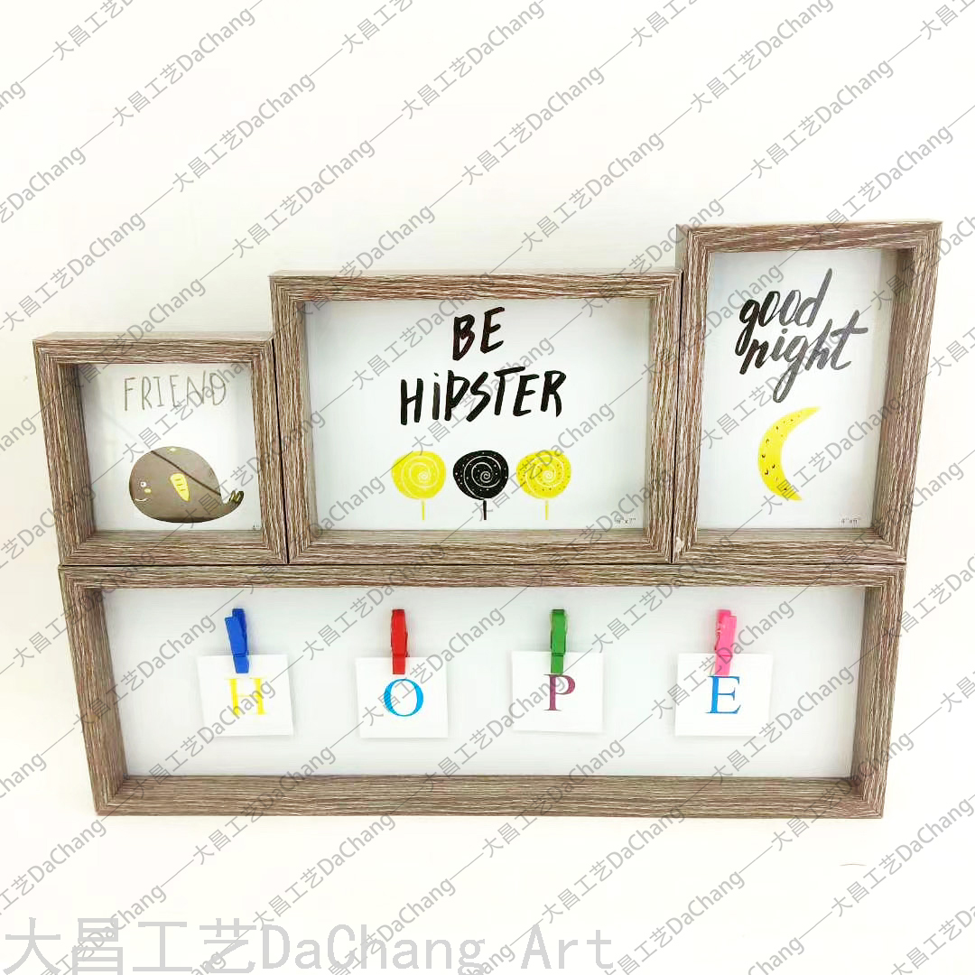 Functional Combination Picture Frame Decorative Painting Clock Wall Hanging Solid Wood Photo Wall Combination Custom Wedding Photo Frame Photo