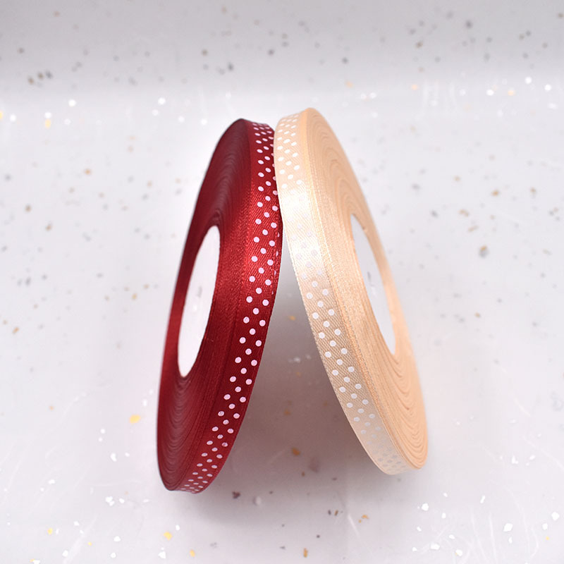 Factory Direct Sales 3 Points 1cm Printing Dot Ribbon Bridal Bouquet Gift Printing Colorful Narrow Goods Ribbon Printing Dot