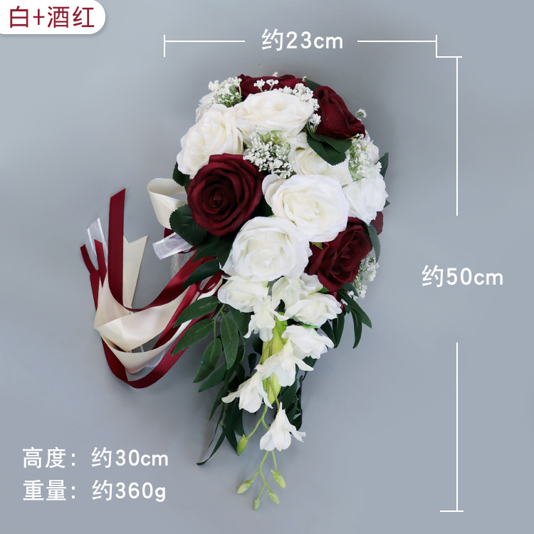 Bridal Bouquet  Bridal Bouquet European Style Fresh White Series Artificial Rose Bouquet Multi-Color Customizable