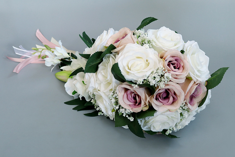 Bridal Bouquet  Bridal Bouquet European Style Fresh White Series Artificial Rose Bouquet Multi-Color Customizable