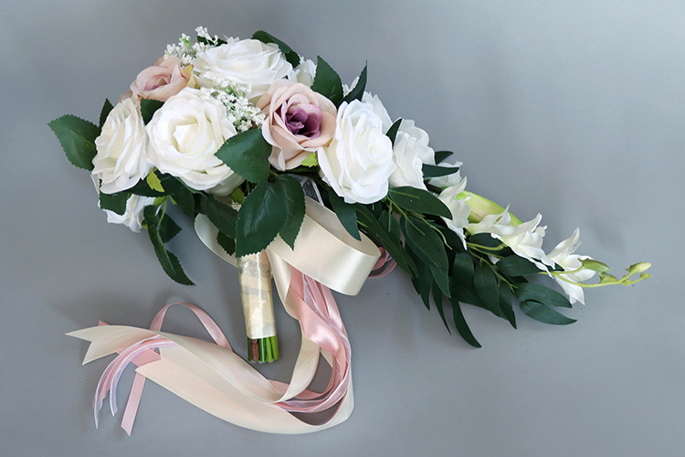 Bridal Bouquet  Bridal Bouquet European Style Fresh White Series Artificial Rose Bouquet Multi-Color Customizable