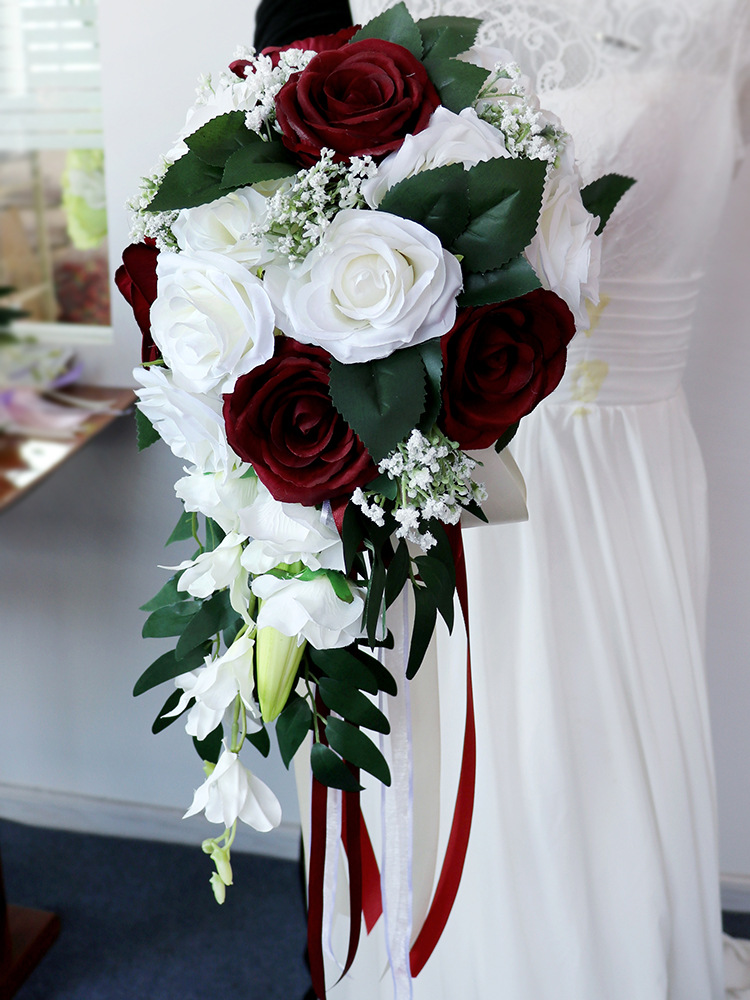 Bridal Bouquet  Bridal Bouquet European Style Fresh White Series Artificial Rose Bouquet Multi-Color Customizable