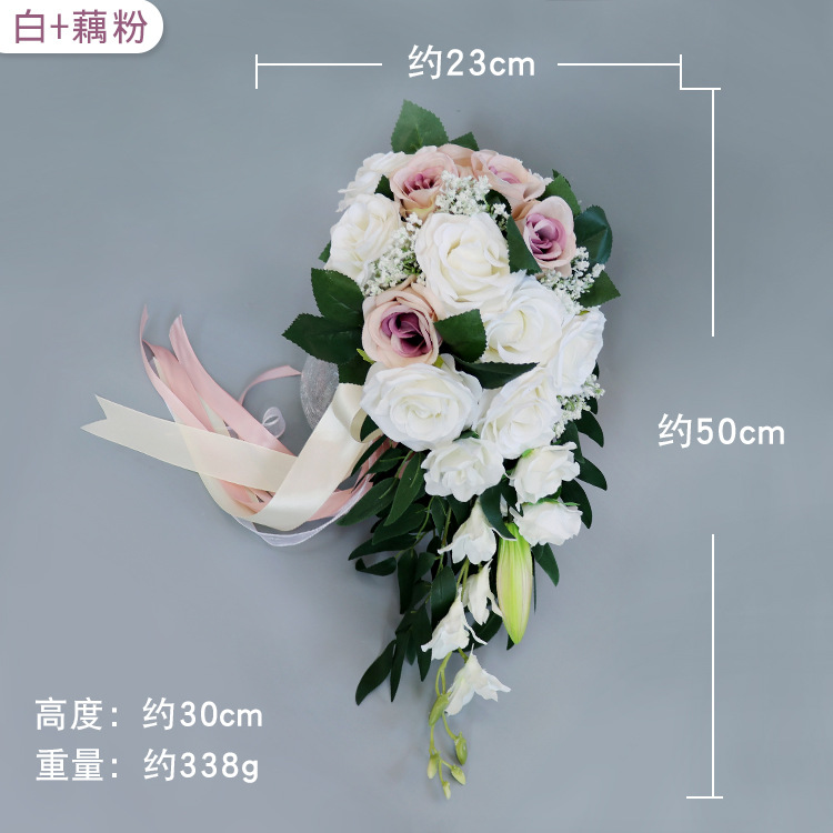 Bridal Bouquet  Bridal Bouquet European Style Fresh White Series Artificial Rose Bouquet Multi-Color Customizable