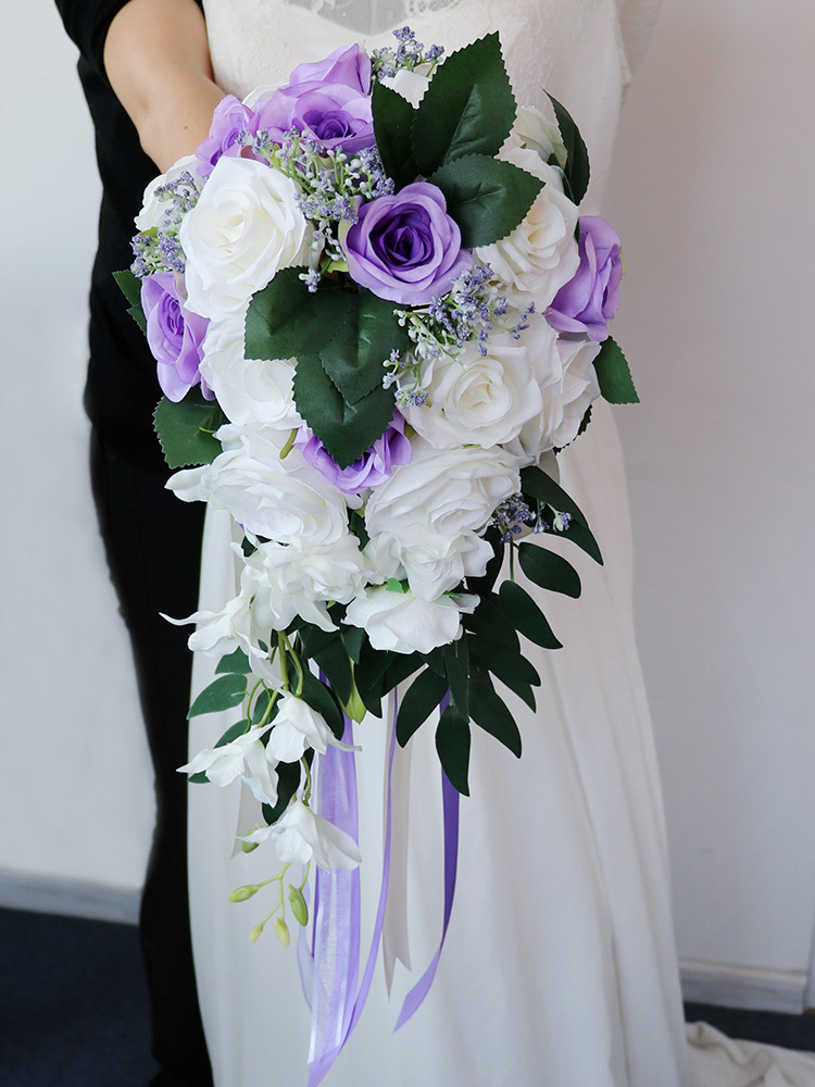 Bridal Bouquet  Bridal Bouquet European Style Fresh White Series Artificial Rose Bouquet Multi-Color Customizable