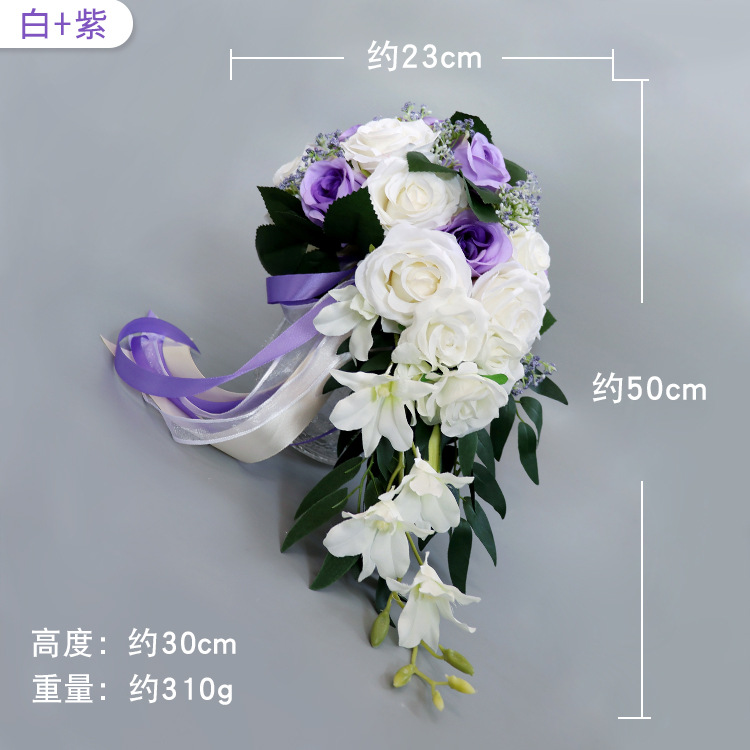 Bridal Bouquet  Bridal Bouquet European Style Fresh White Series Artificial Rose Bouquet Multi-Color Customizable