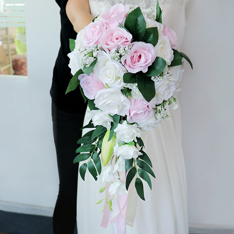 Bridal Bouquet  Bridal Bouquet European Style Fresh White Series Artificial Rose Bouquet Multi-Color Customizable