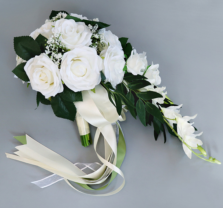 Bridal Bouquet  Bridal Bouquet European Style Fresh White Series Artificial Rose Bouquet Multi-Color Customizable