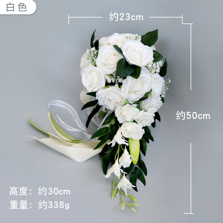 Bridal Bouquet  Bridal Bouquet European Style Fresh White Series Artificial Rose Bouquet Multi-Color Customizable