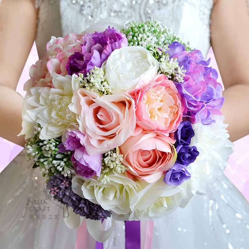 Wedding bridal bridal party bridal bouquet of brides hand-holding flower simulation bouquet Korean wedding bouquet.