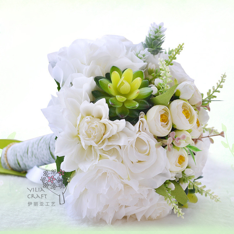 Bridal bouquet creative multi-colored silk flowers mixed the bride&#039;s hand bouquet vintage purple pink  hand bouquet.