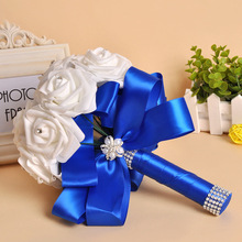 Aliexpress bride diamond hand bouquet bow ribbon foam bridal bouquet factory direct sales support custom