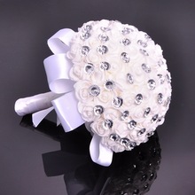 Aliexpress bride diamond hand bouquet bow ribbon foam bridal bouquet factory direct sales support custom