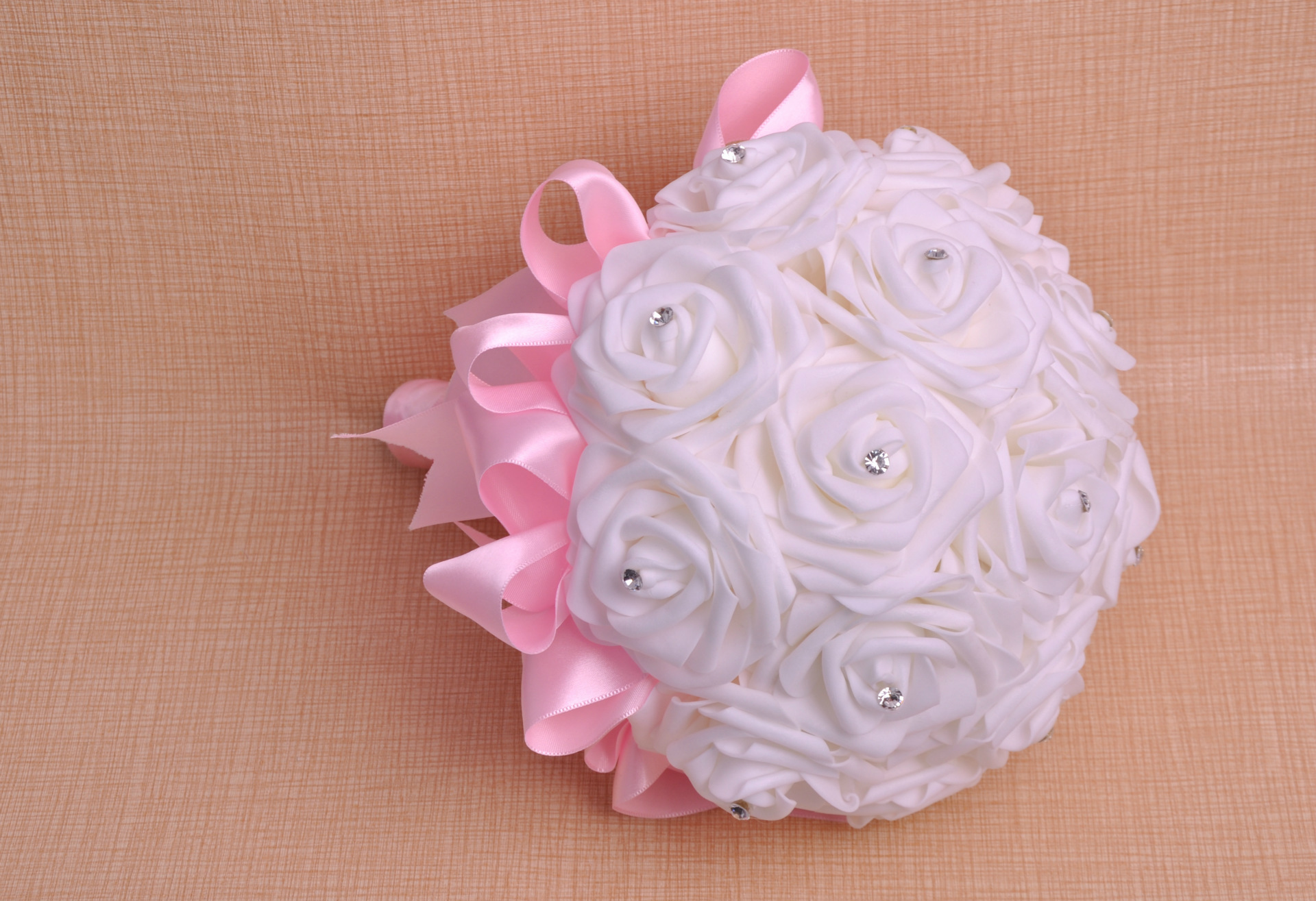Aliexpress bride diamond hand bouquet bow ribbon foam bridal bouquet factory direct sales support custom