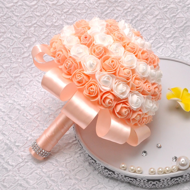 Aliexpress sales bridal bouquet candy color PE rose bridesmaid bouquet support customization