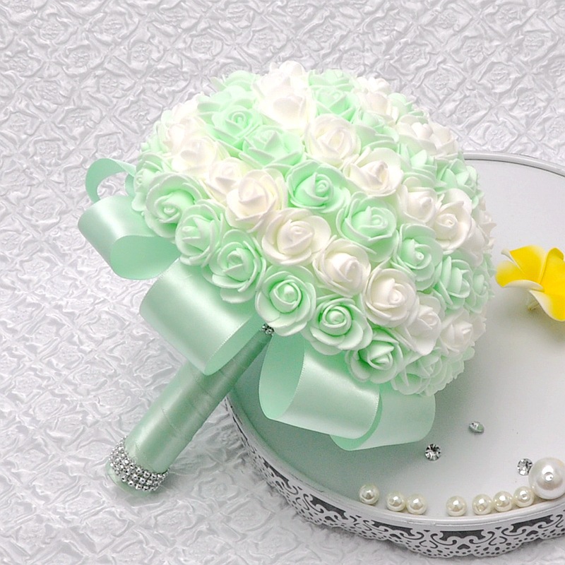 Aliexpress sales bridal bouquet candy color PE rose bridesmaid bouquet support customization