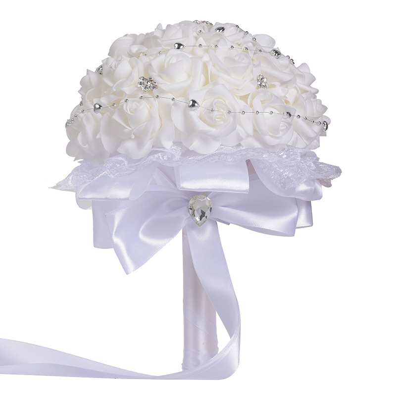 Korean Style White PE Artificial Flower Wedding Bridal Bouquet New European and American Western-Style Wedding Supplies Wedding Bouquet