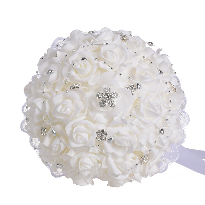 Korean Style White PE Artificial Flower Wedding Bridal Bouquet New European and American Western-Style Wedding Supplies Wedding Bouquet