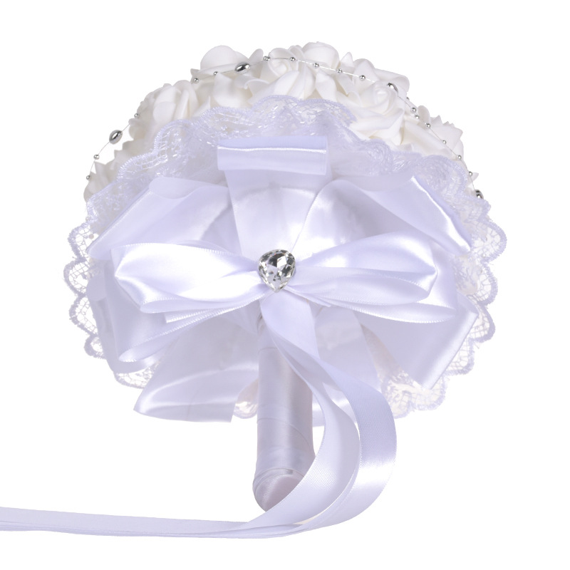 Korean Style White PE Artificial Flower Wedding Bridal Bouquet New European and American Western-Style Wedding Supplies Wedding Bouquet