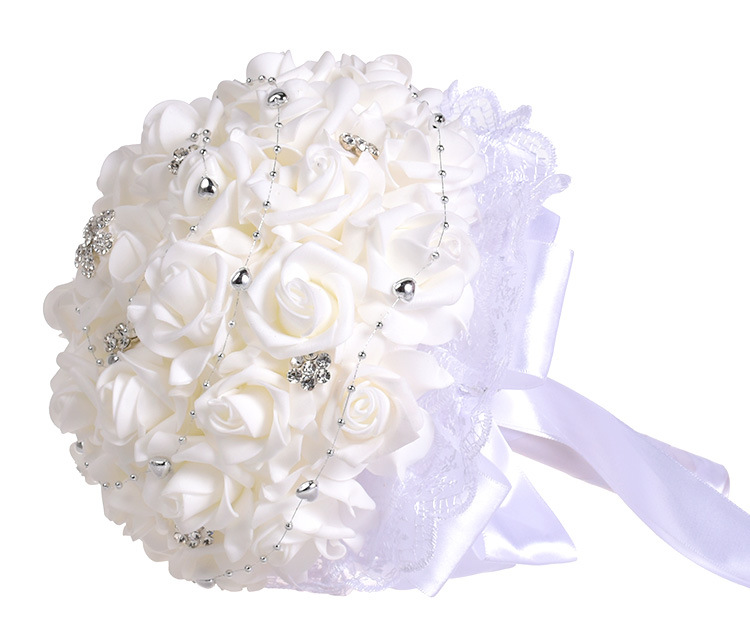 Korean Style White PE Artificial Flower Wedding Bridal Bouquet New European and American Western-Style Wedding Supplies Wedding Bouquet