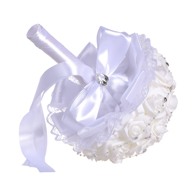 Korean Style White PE Artificial Flower Wedding Bridal Bouquet New European and American Western-Style Wedding Supplies Wedding Bouquet