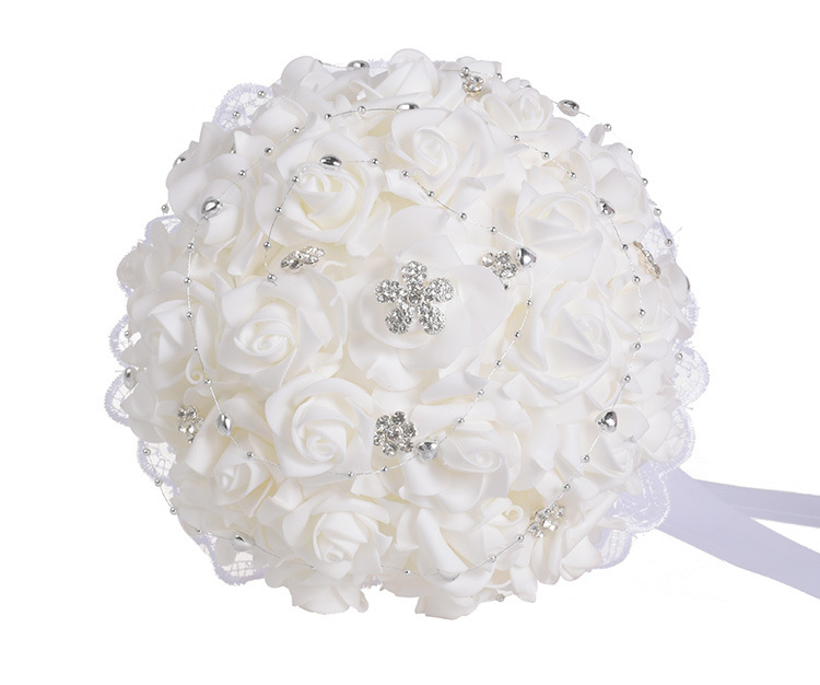 Korean Style White PE Artificial Flower Wedding Bridal Bouquet New European and American Western-Style Wedding Supplies Wedding Bouquet