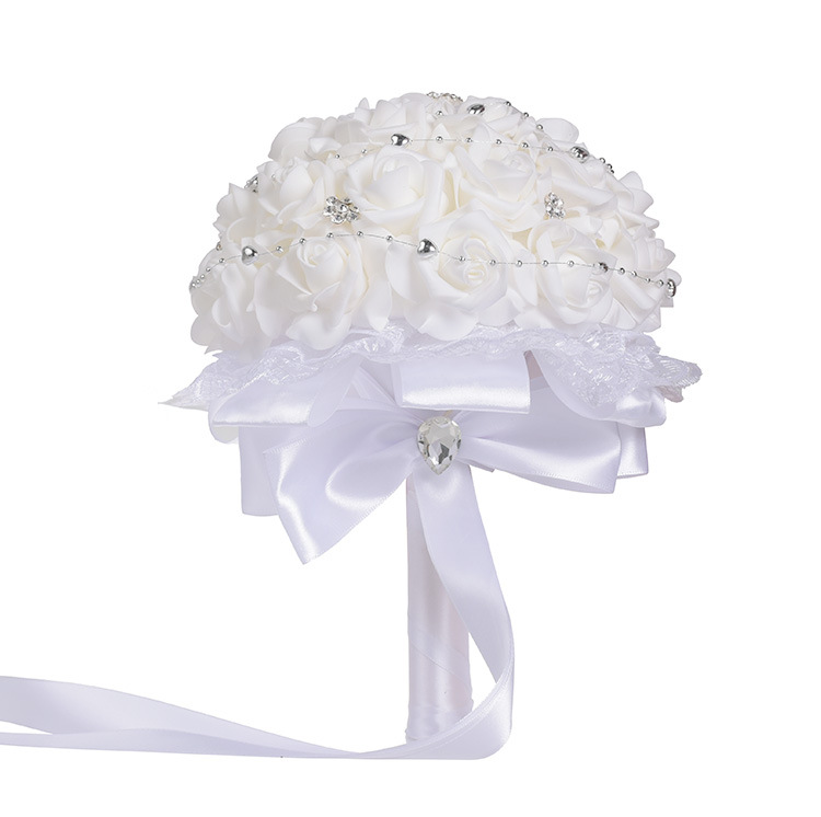 Korean Style White PE Artificial Flower Wedding Bridal Bouquet New European and American Western-Style Wedding Supplies Wedding Bouquet