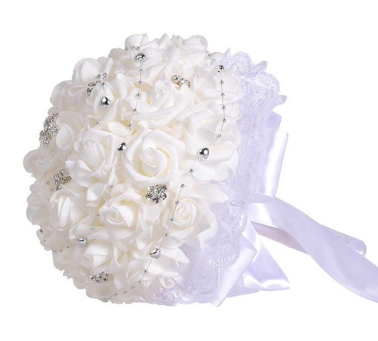 Korean Style White PE Artificial Flower Wedding Bridal Bouquet New European and American Western-Style Wedding Supplies Wedding Bouquet