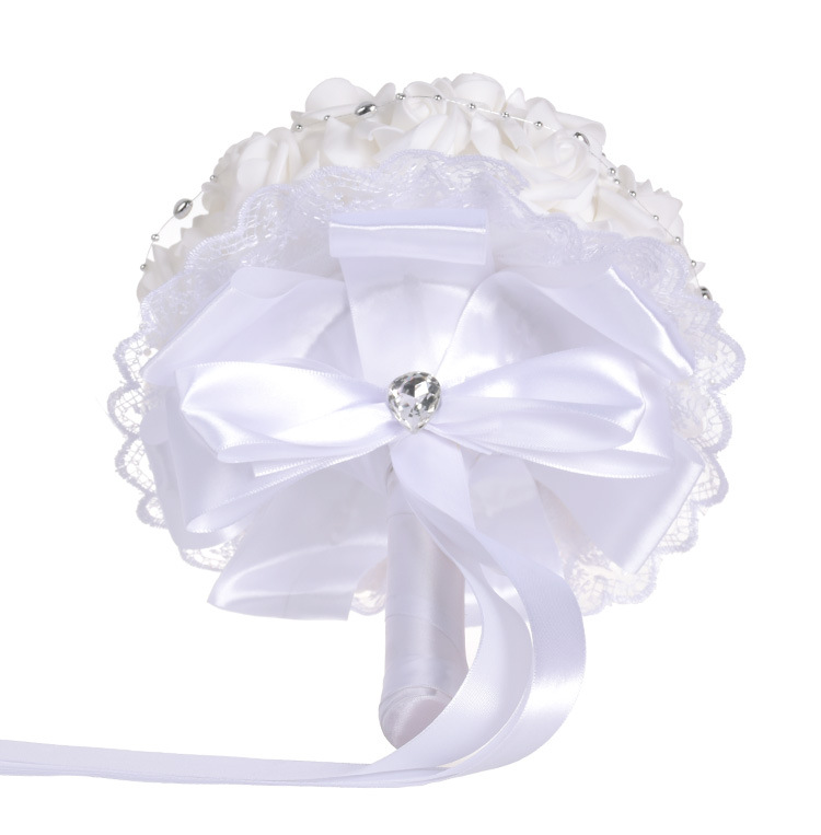 Korean Style White PE Artificial Flower Wedding Bridal Bouquet New European and American Western-Style Wedding Supplies Wedding Bouquet