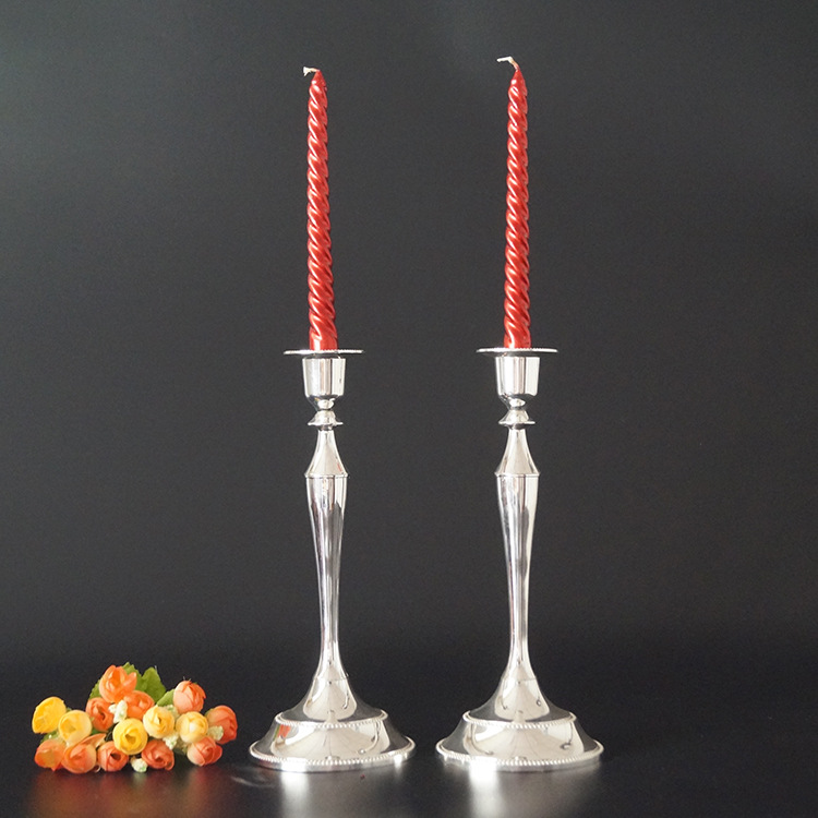 European Wedding Gold Silver Copper Vintage Bar Table Metal Romantic Wedding Decoration Simple Candlestick Candleholder