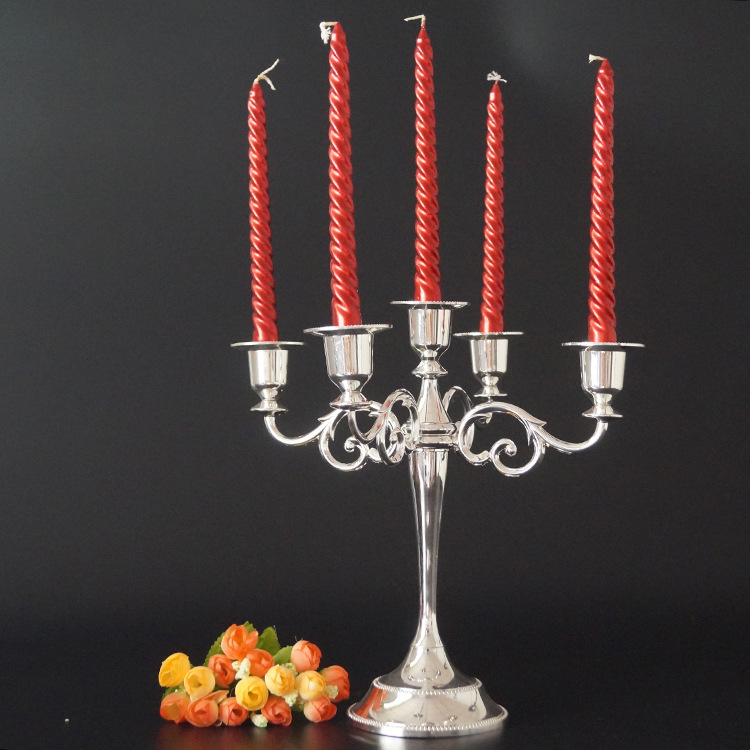 European Wedding Gold Silver Copper Vintage Bar Table Metal Romantic Wedding Decoration Simple Candlestick Candleholder